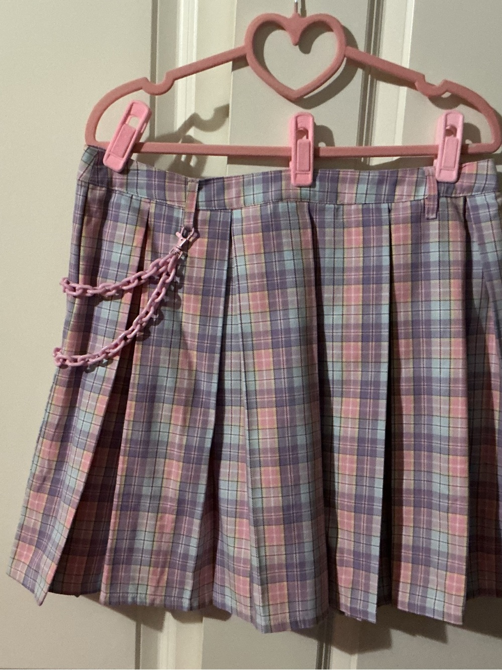 Pastel Plaid Pleated Mini Skirt - Pink & Lavender